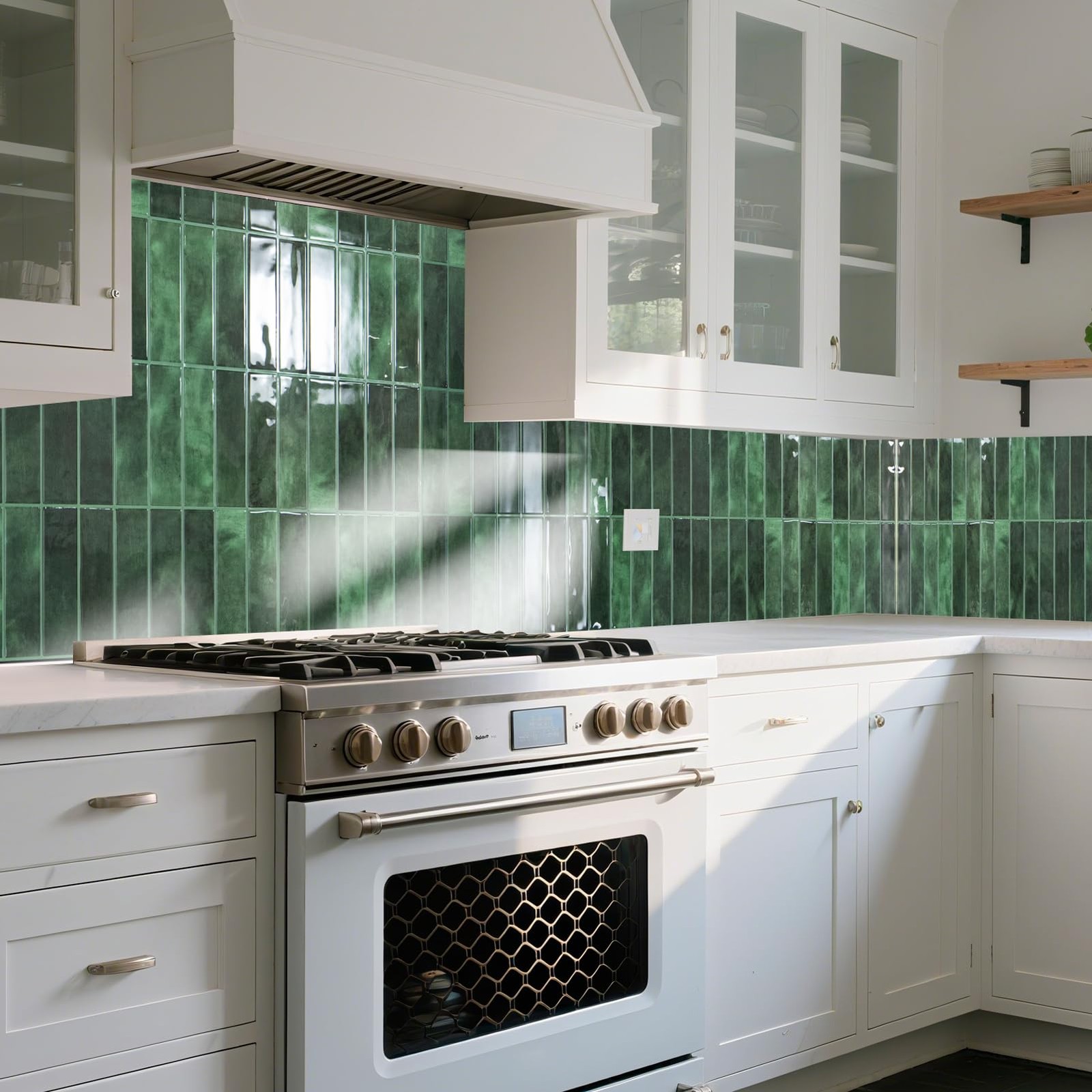 Art3d 11.4 x 9 Inch Heavy-Duty Peel and Stick Backsplash x 9 Inch, Green