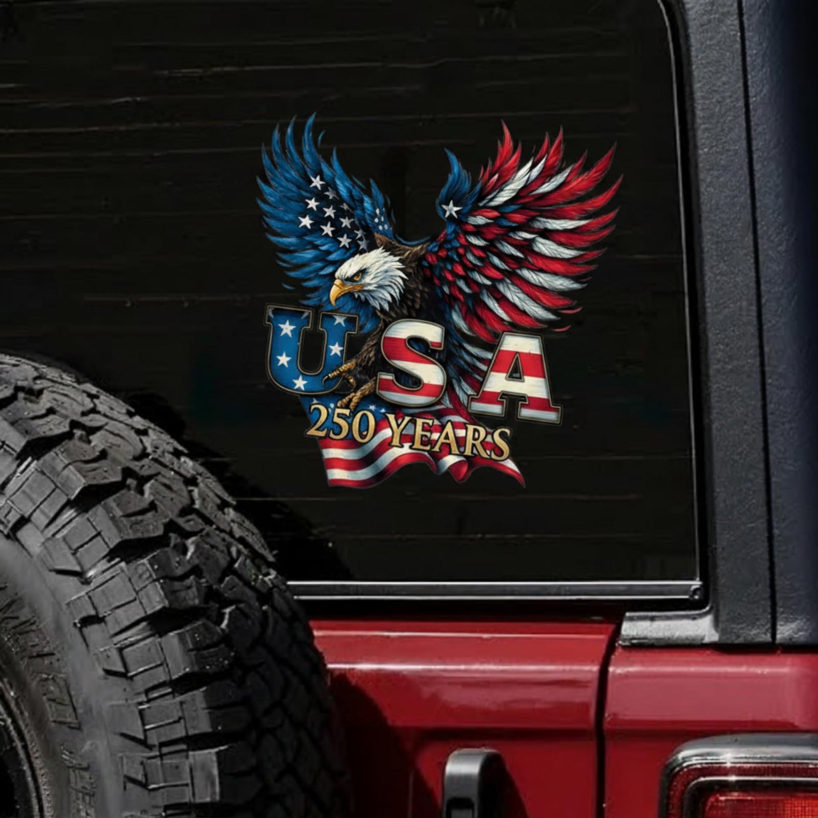 2pcs USA 250th Anniversary Merchandise – Patriotic 1776-2026 Vinyl Car Decals…