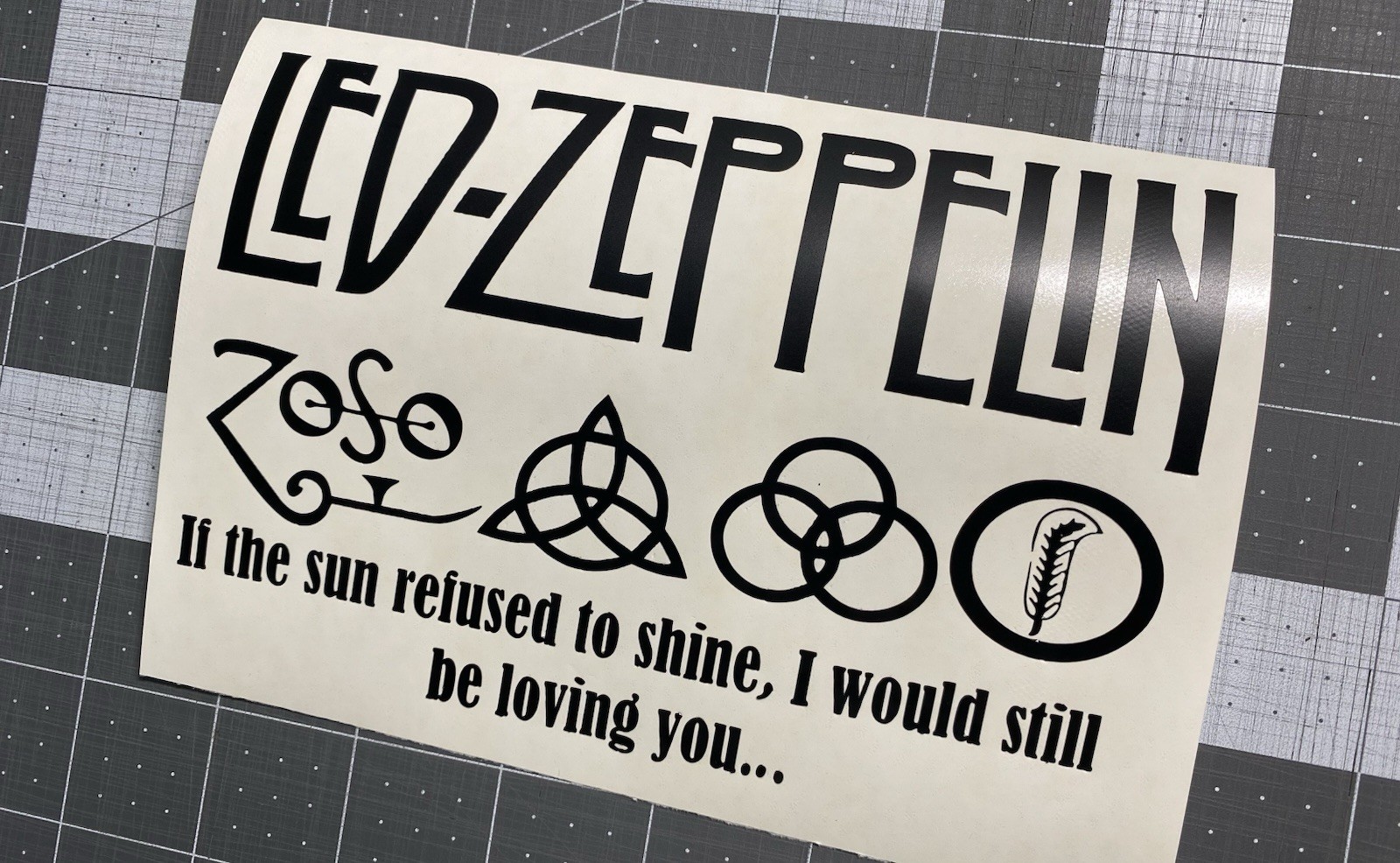 Vinyl Decal for Window – Led-Zeppelin Logo with Symbols