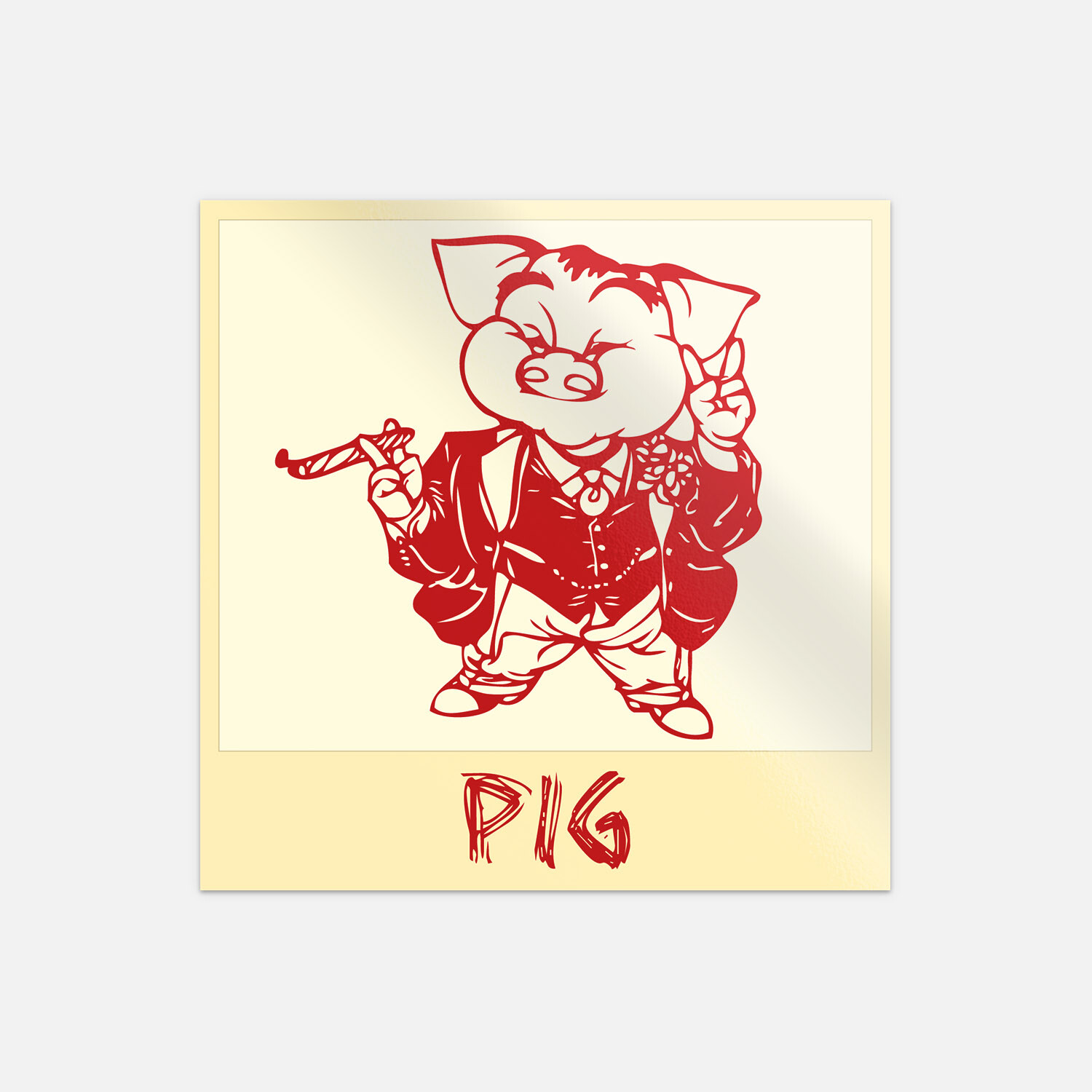 Pig Chinese Zodiac Sheng Xiao Humor Sign Vinyl Sticker Decal