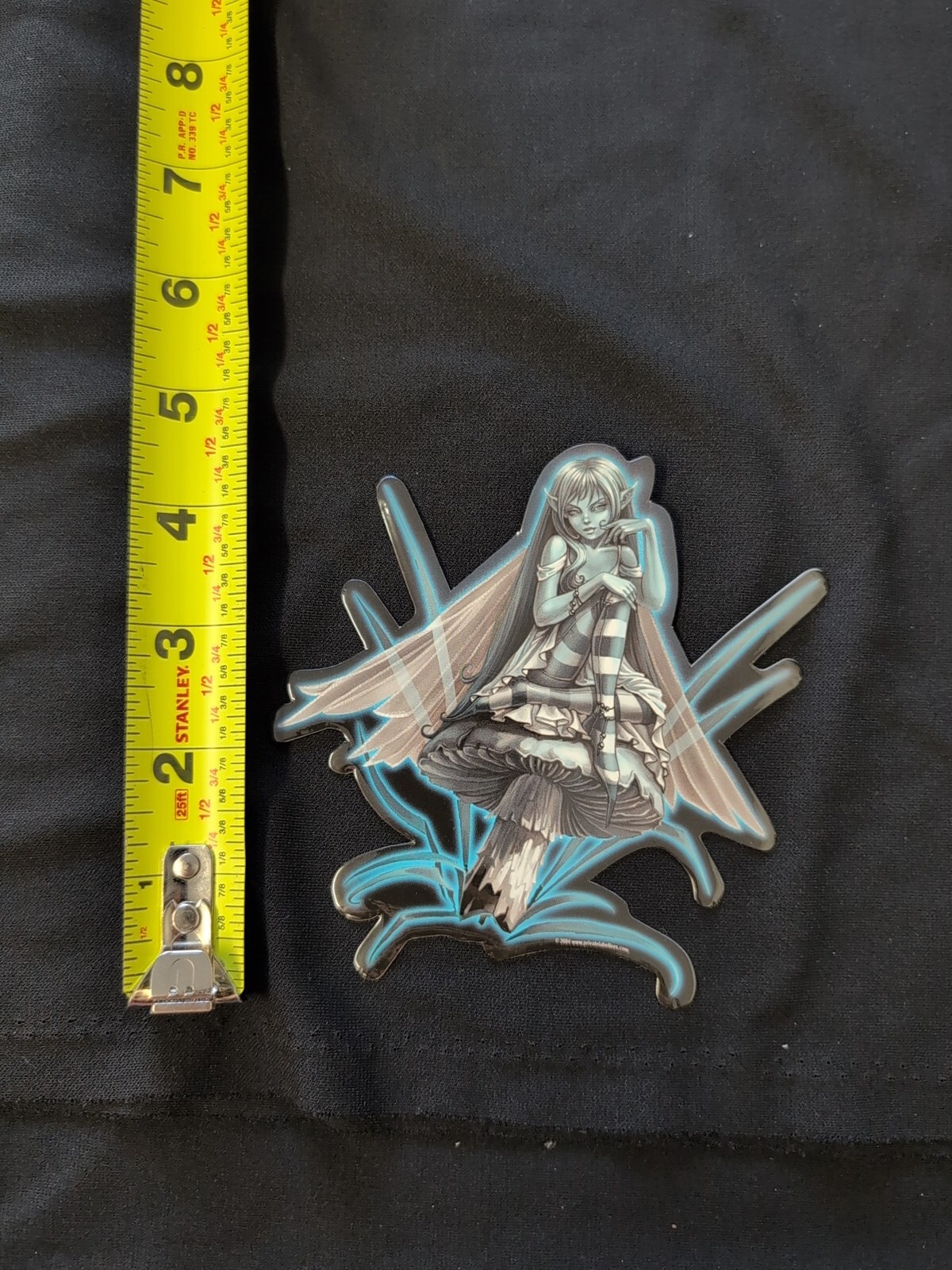 Turquoise Garden Fairy On Mushroom Bumper Sticker Vinyl Decal 4.5”x 4.5”