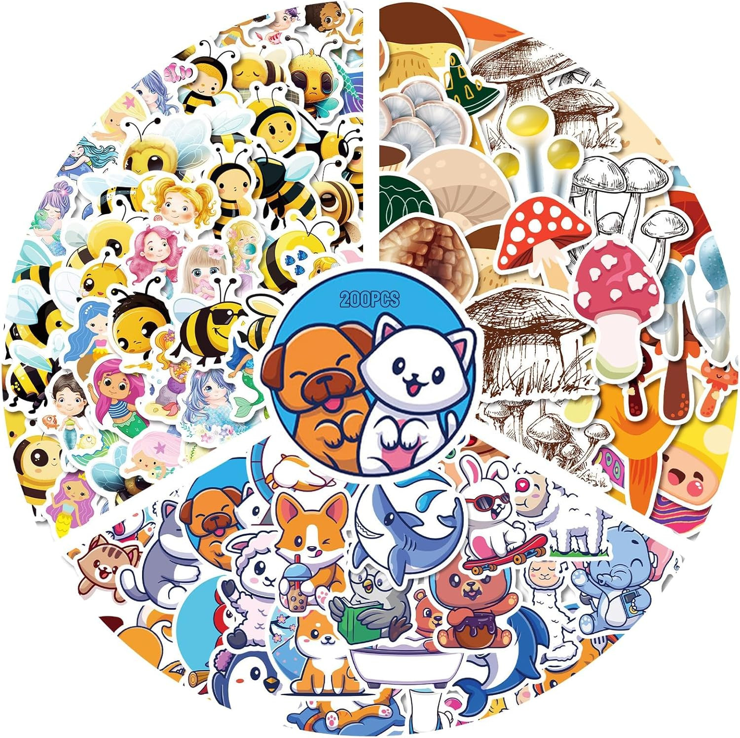 Christmas 100 PCS Water Bottle Stickers for Kids,Waterproof Vinyl Net T Stickers