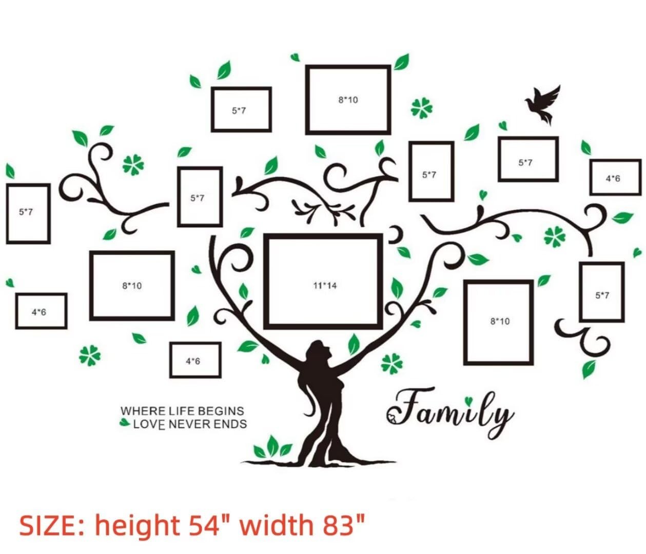 3D Sticker Decal Wall – Family Tree Decor DIY Picture Frames 4 * 6 5 * 7 8 * …