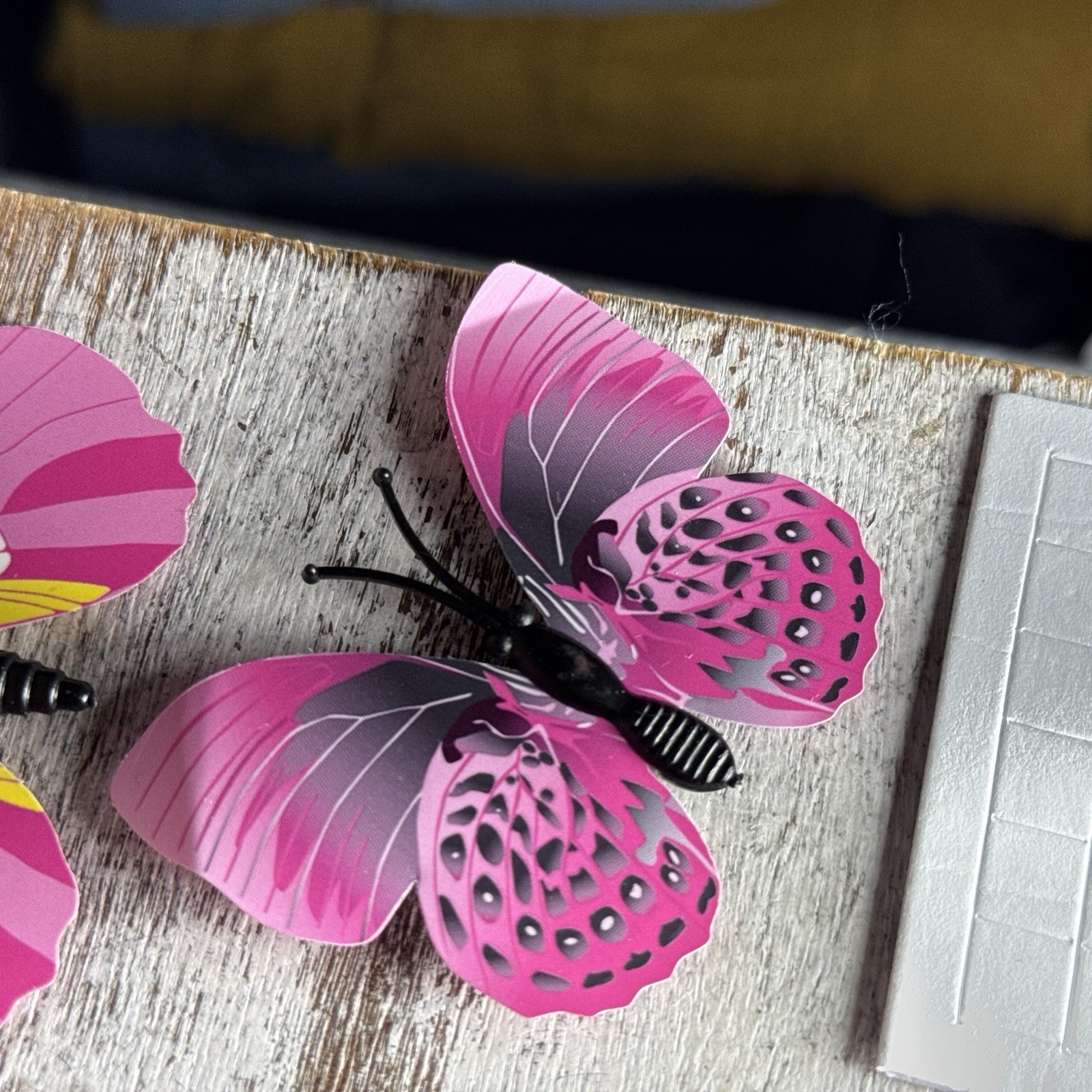 Lot of 12 3D Realistic Butterfly Wall Stickers Different Sizes, Shapes PINK New
