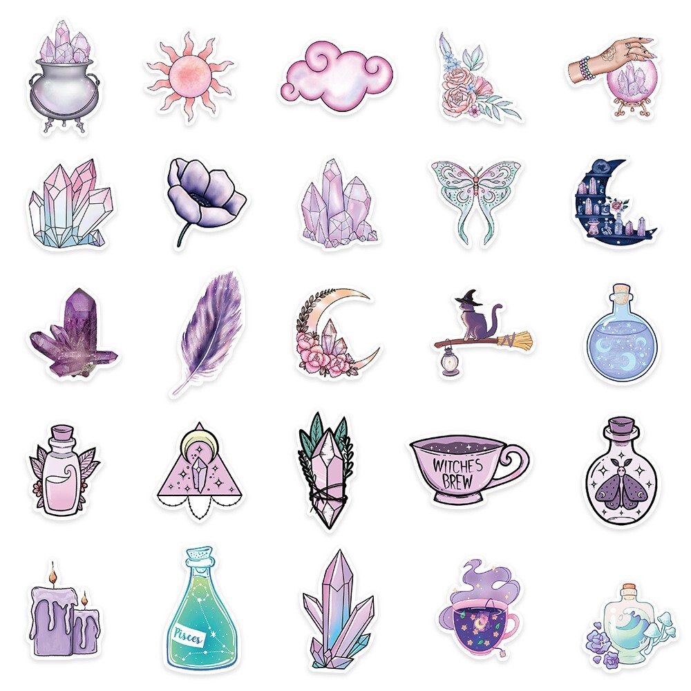 150pcs SPIRITUAL Stickers Pack,Crystal Potion Gothic Stickers,#234235