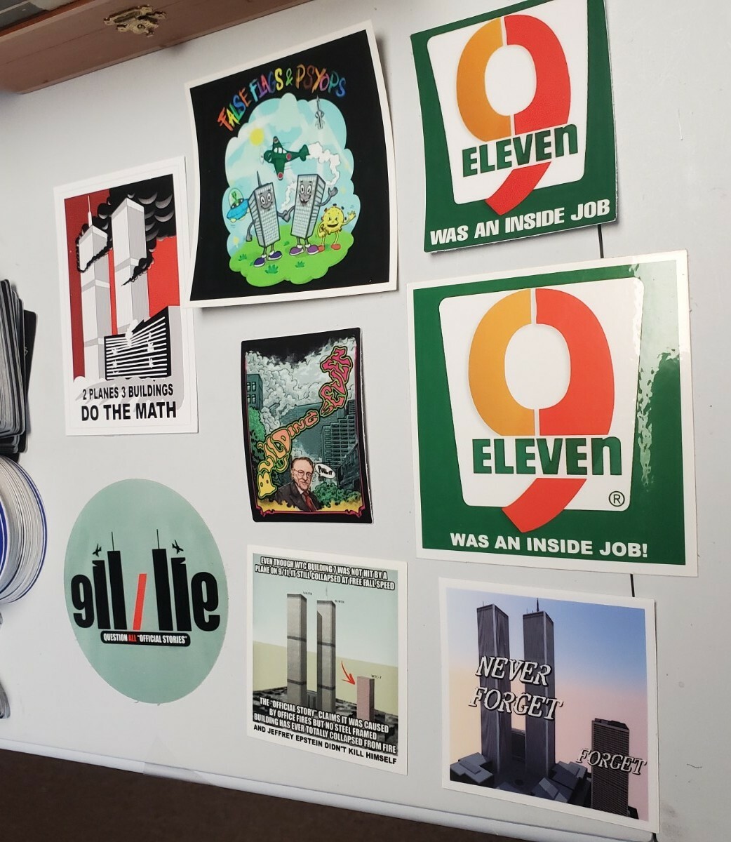 Alex Jones inspired STICKERS 9 Pack LOT September 11th INFO WARS Jason Bermas 😀