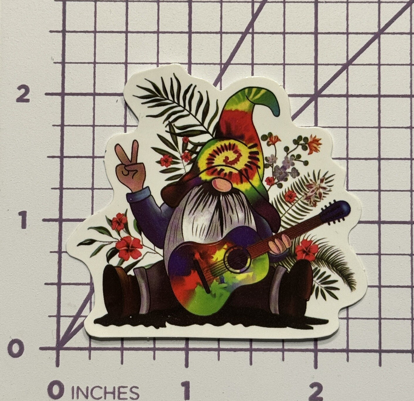 Gnome Magical Hippie Symbol – Vinyl Decal Sticker Bomb Guitar Rainbow Tye Dye