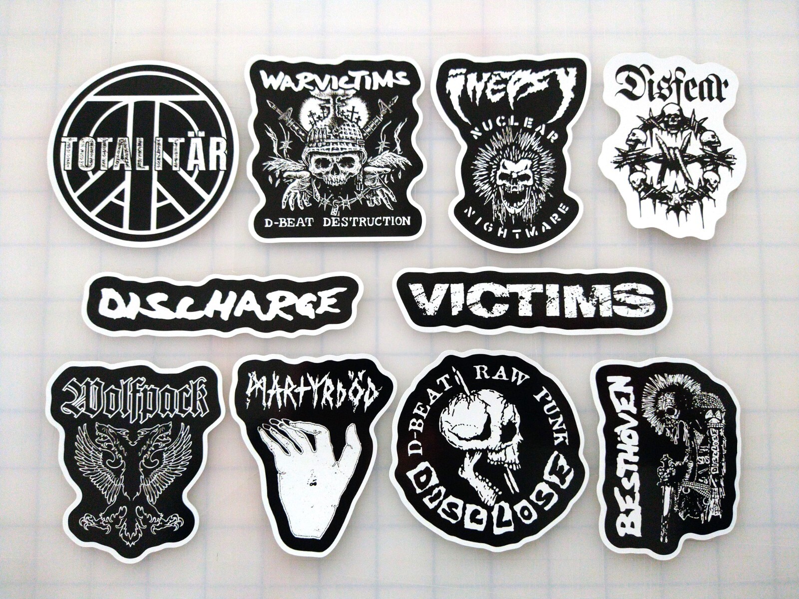 D-Beat Raw Punk Vinyl Sticker Lot (10 Pack) SET 1 crust anarcho discharge noise