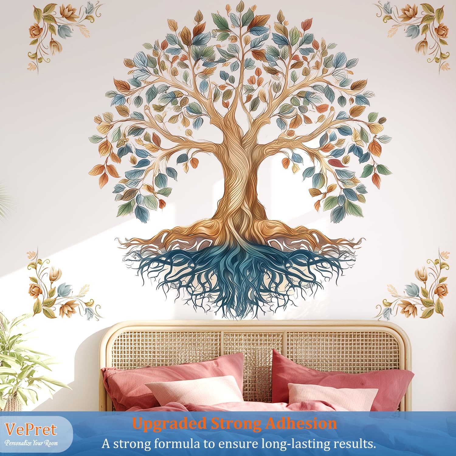 Tree of Life Wall Decals with Mandala Design, Large Bohemian Removable Wall A…
