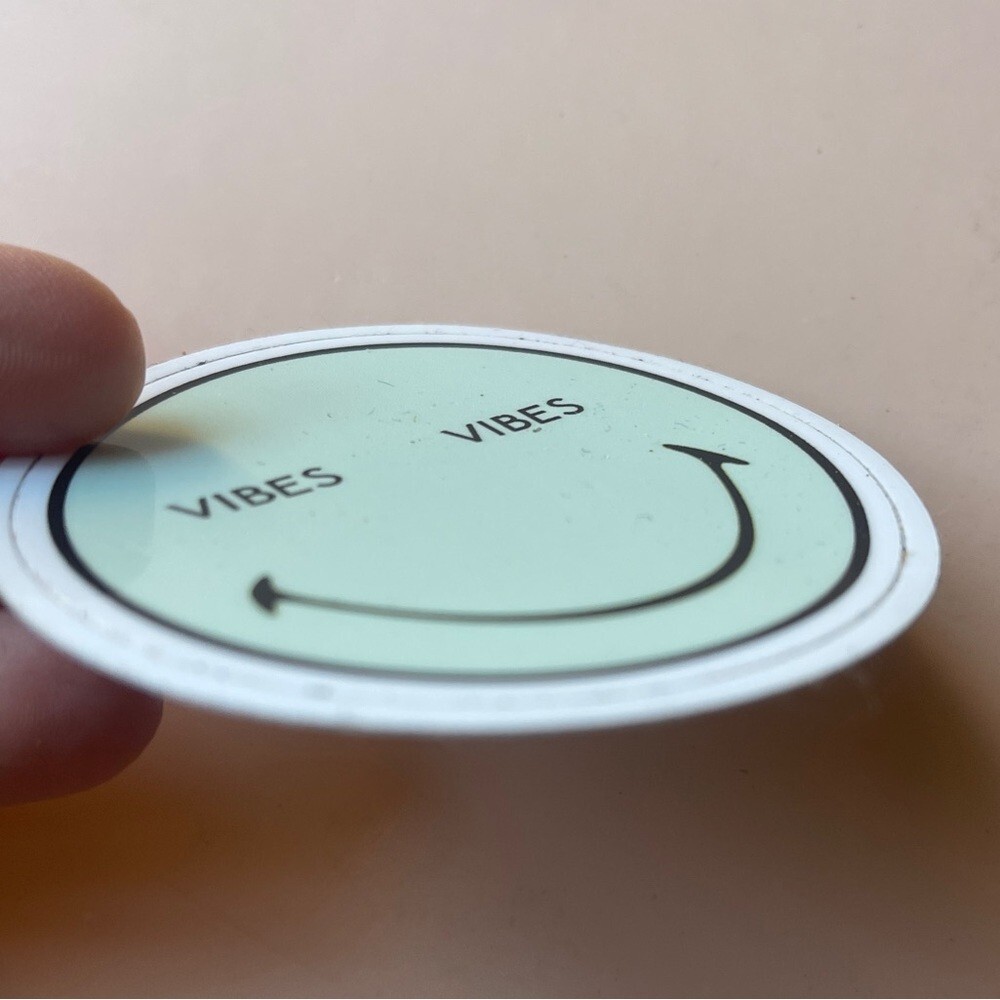 New Vibes Smiley Face UV Vinyl Sticker 2.5"