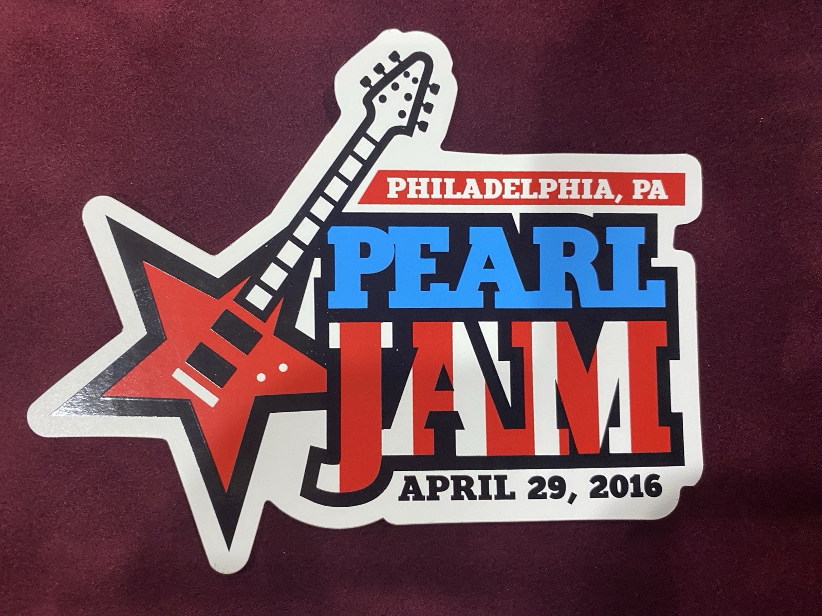 Pearl Jam Philadelphia, PA April 29, 2016 TOUR STICKER – New / Unused.