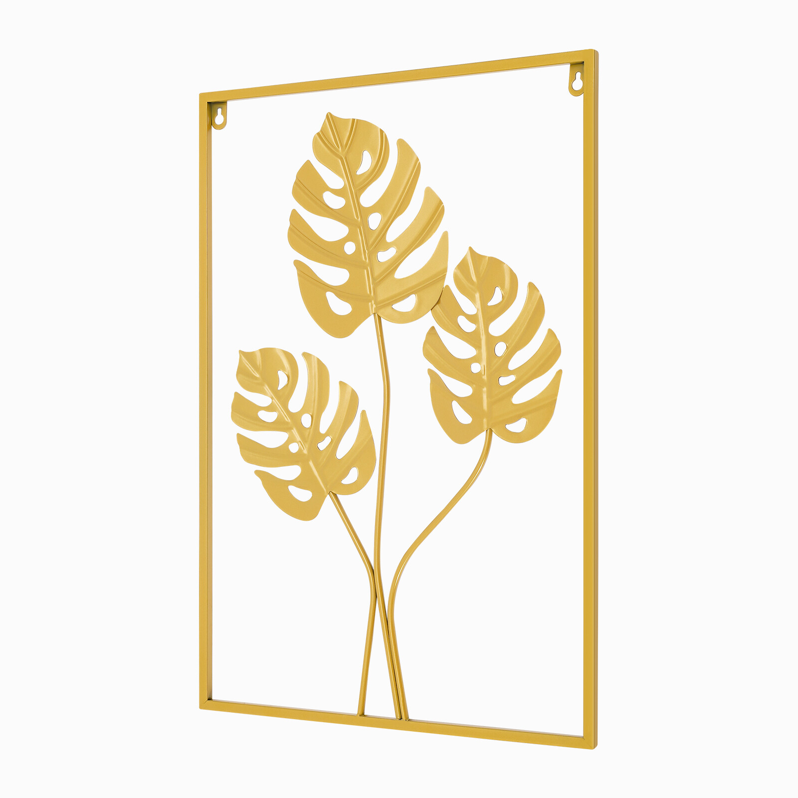 2PCS Wall Decorations Gold Iron Leaf Wall Hanging Home Decor with Frame Golden
