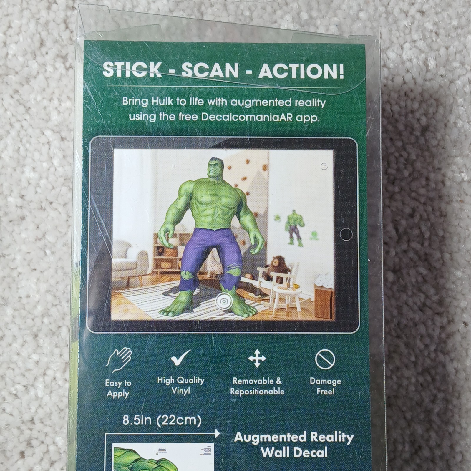 Marvel Incredible Hulk Wall Decal – with 3D Augmented Reality Interaction New