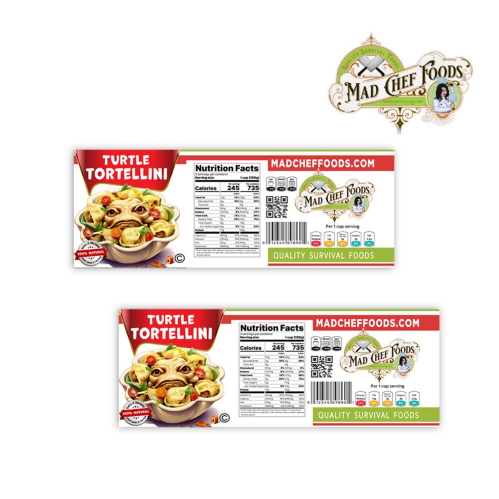 FUNNY CHRISTMAS Turtle Tortellini Can Label STOCKING STUFFER Joke Gag Gift Santa