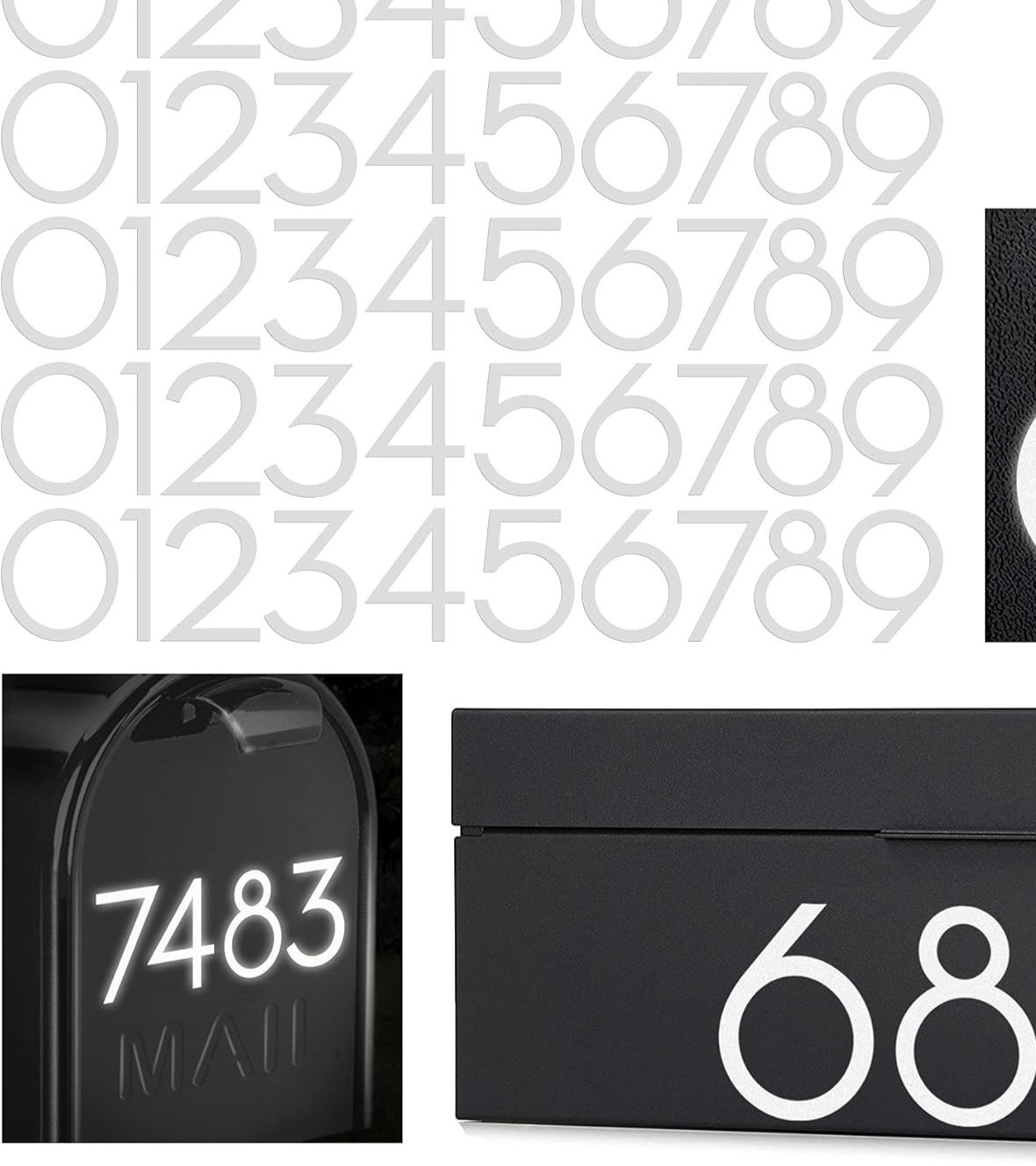 Oladot AS IS Set Reflective Mailbox Numbers Vinyl Decals Waterproof Stickers 3"