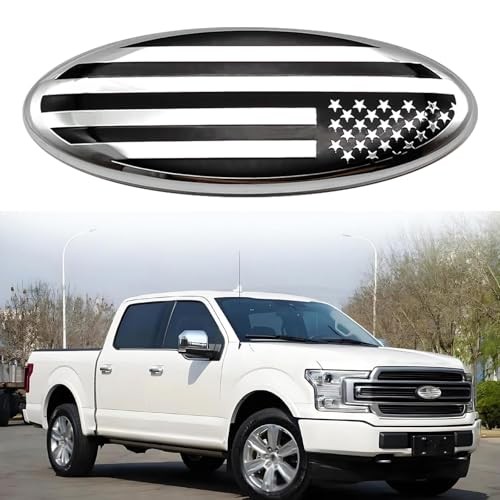 2PCS 9 Inch Front Grille Rear Tailgate Emblem Compatible with 04-14 9in Silver