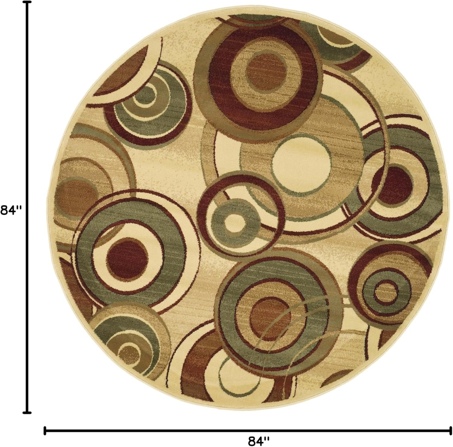 Lyndhurst 7' Round Ivory/Multi Mid-Century Modern Area Rug for Any Room