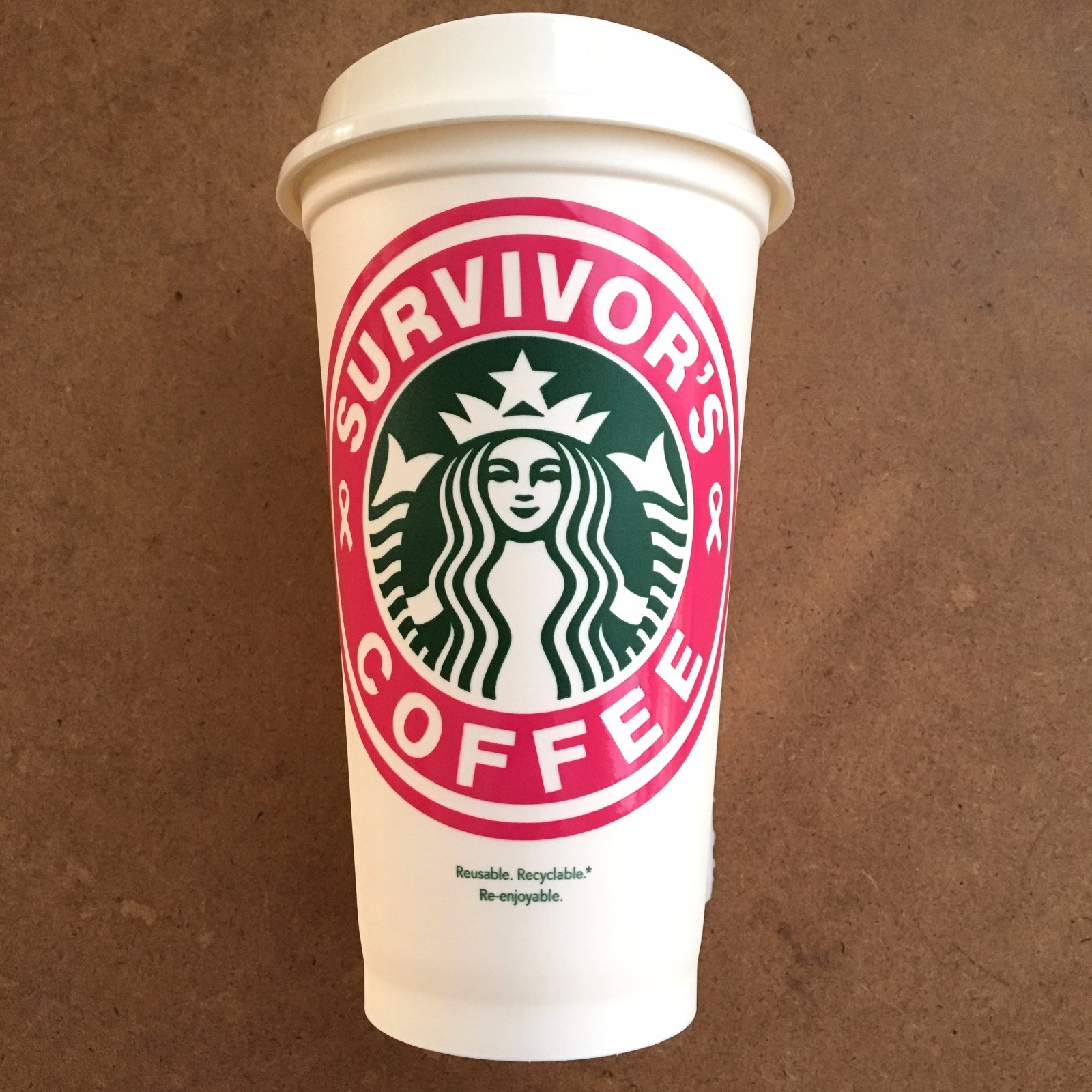 Survivor's Coffee Breast Cancer Awareness Starbucks Cup Decal Sticker