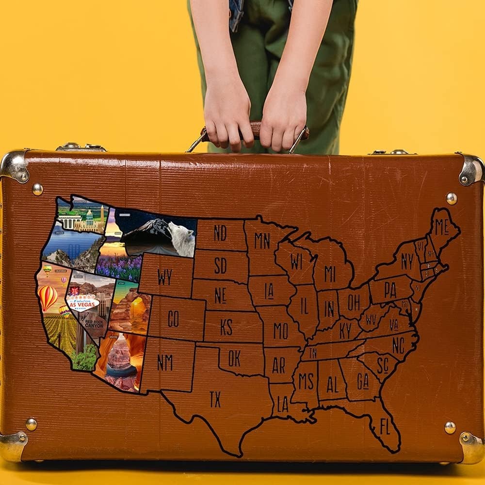 Sticker, 50 States Travel Map Theme for RV, 23.6" x 15.7"