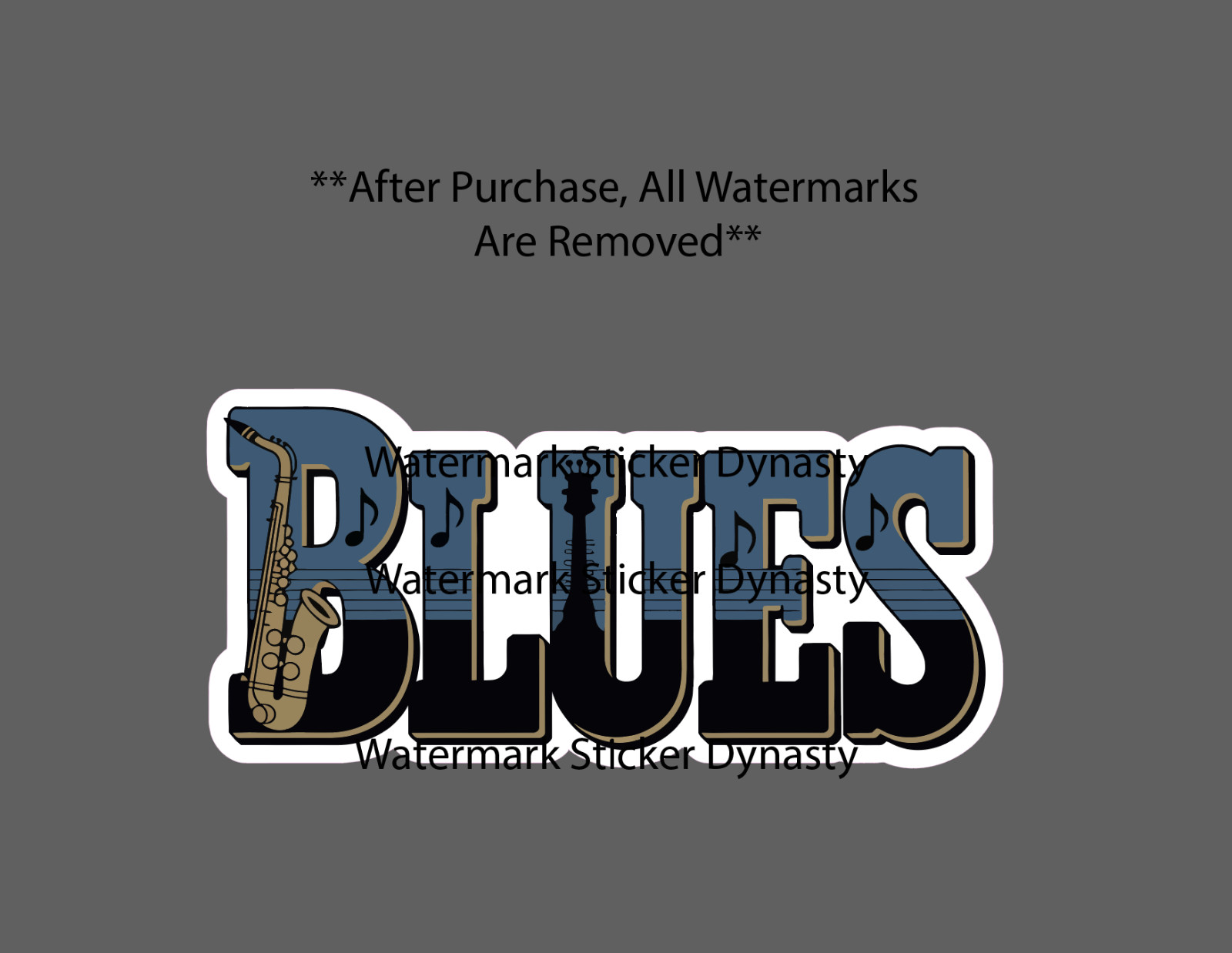 Blues Music Sticker Waterproof Decal Sax Saxophone Guitar Genre Bass Gift NEW
