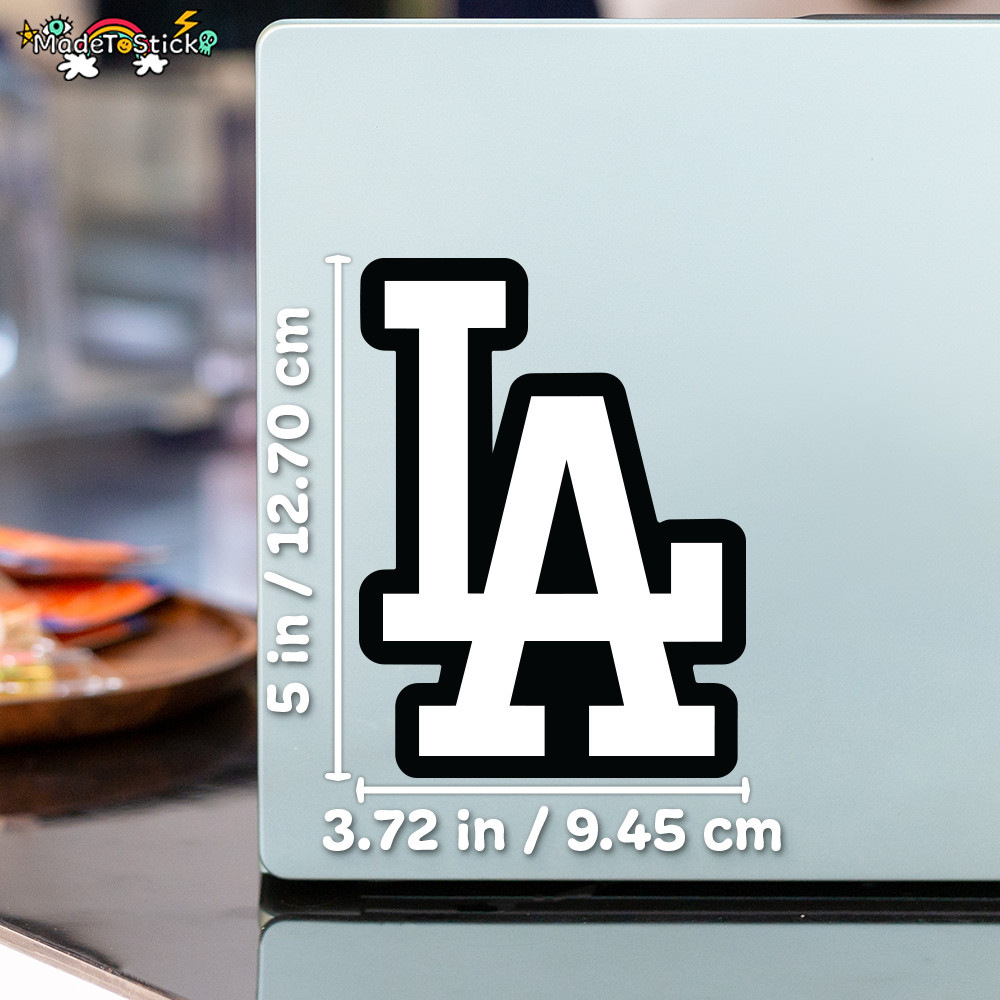 LA Dodgers Sticker Black and White Car Window, Laptop and Bottle 3.72W x 5H in