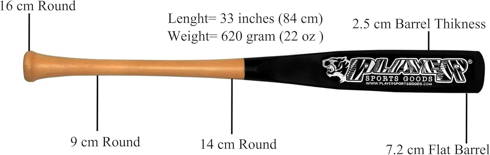 33" Pro Maple Flat Half Paddle Training Baseball & Softball Bat in Size: 33" / W