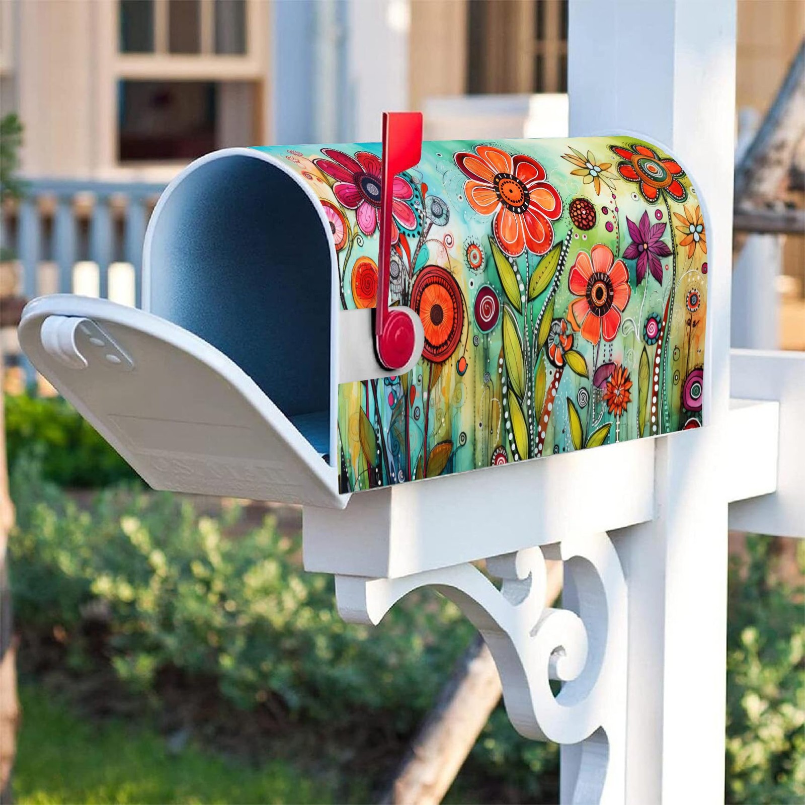 Texupday Abstract Colorful Floral Mailbox Cover with Magnetic Multicolor