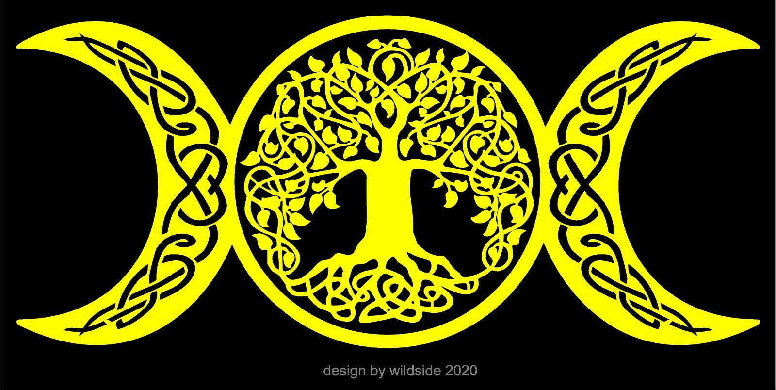 Triple Moon Goddess Decal Tree Of Life Wicca Pagan Witch vinyl altar sticker