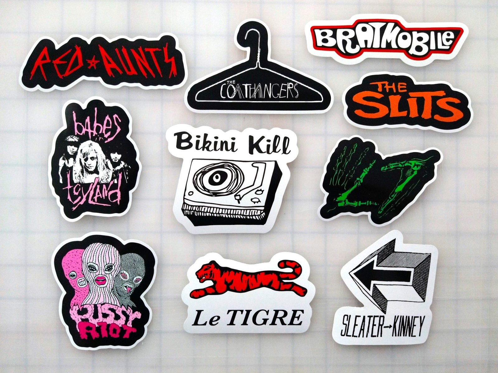 Riot Grrrl Punk Vinyl Sticker Lot (10 Pack) bikini kill pussy riot l7 le tigre