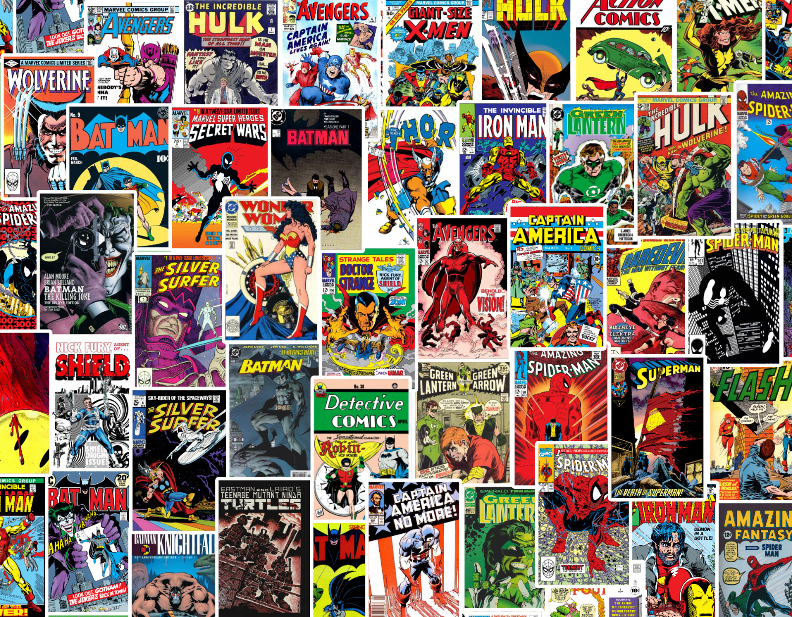 25/50 Comic Book Cover Sticker Pack – Waterproof Vinyl – Batman Spiderman