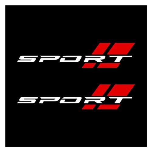 2PCS Car Sport Letter Logo Vinyl Decal, Exterior Accessories Fit for White&red