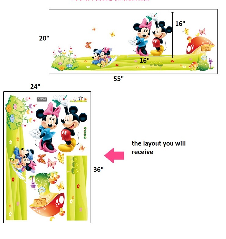 HUGE mickey & minnie mouse Removable Wall Stickers Decal Kids Home Decor