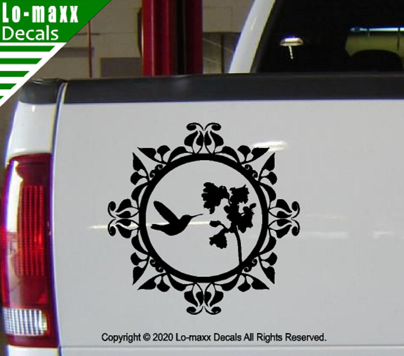 Hummingbird & Floral Art Nature Lover Beautiful High Quality Die Cut Vinyl Decal