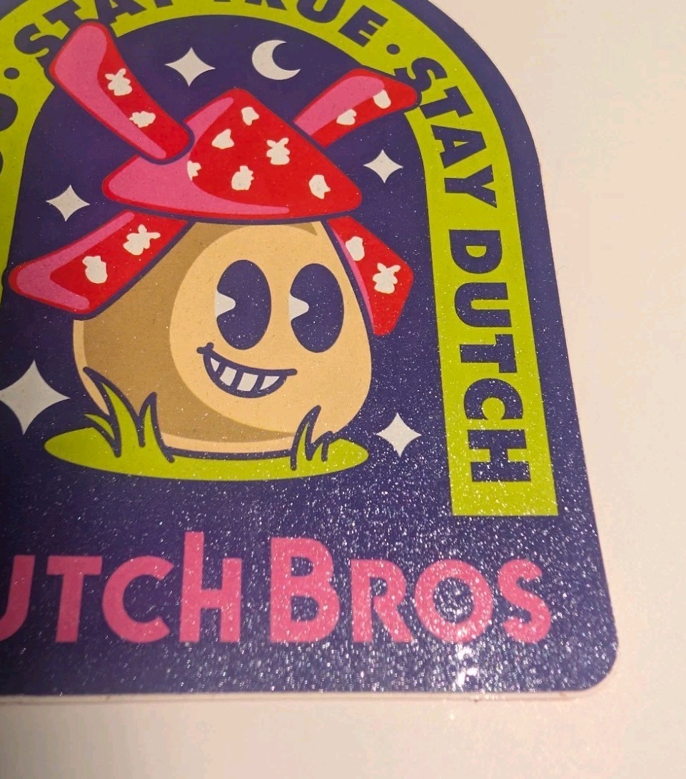 DUTCH Bros Coffee STICKER Windmill March 2023 STAY You TRUE FACE Night 2.5” x 3”