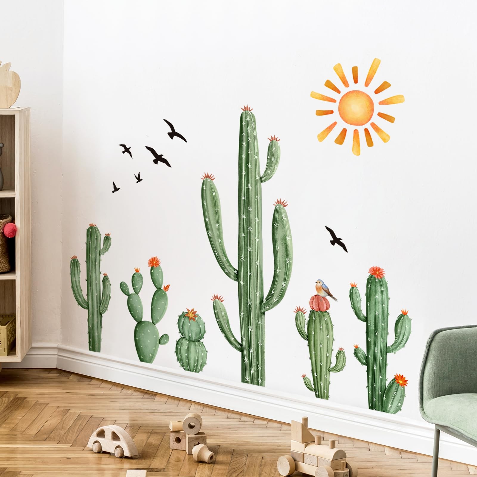 Supzone Cactus Wall Decals Tropical Green Plants Boho