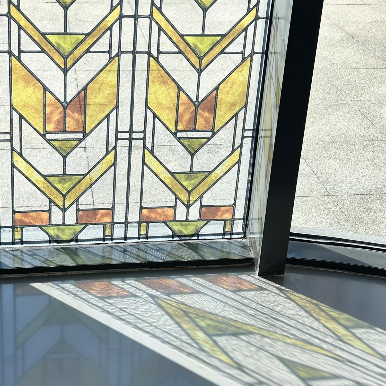 Faux Stained Glass Effect Transparent Window Film Original Hand Drawn Static