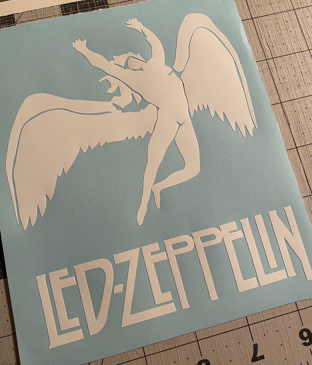 Vinyl Decal for Window – Led-Zeppelin Angel, Various Colors & Sizes
