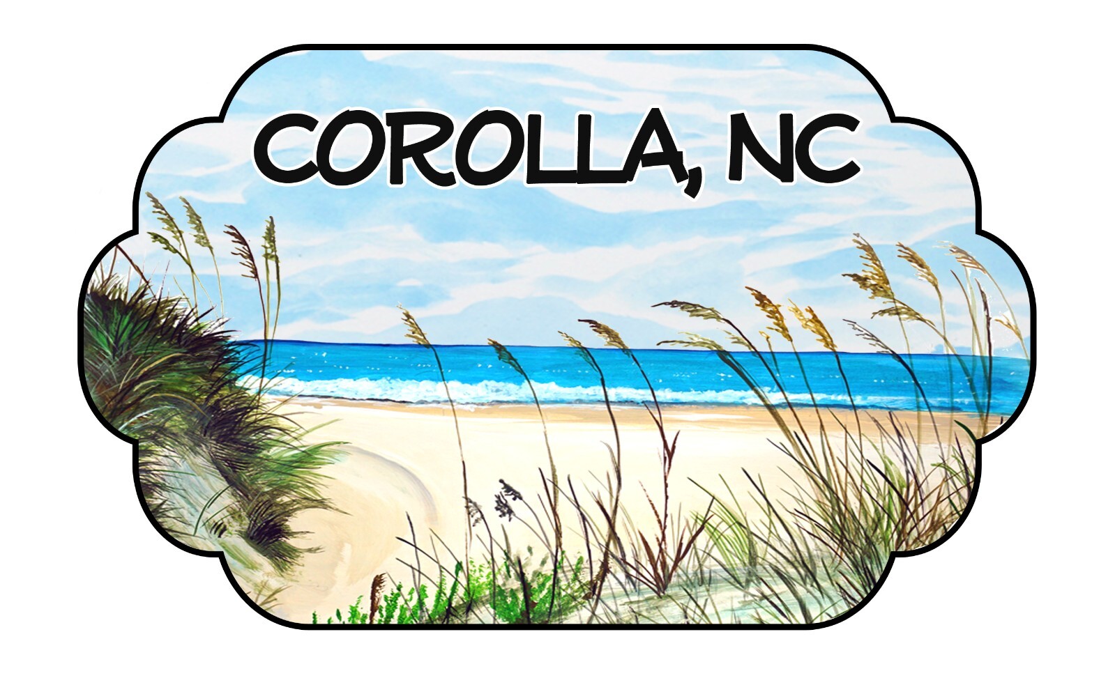 Corolla NC OBX Beach Scene High Quality Decal Car Truck Gift Boat Cup Cooler