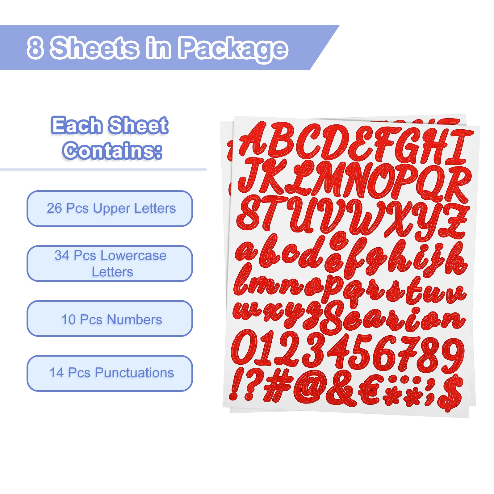 672 Piece Vinyl Stickers for Letters and Numbers (Red, 2.5cm)