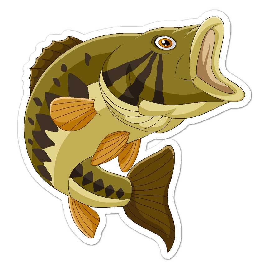 Fish Bass Walleye Trout, Vinyl Decal Sticker, Indoor Outdoor, 3 Sizes, #8078