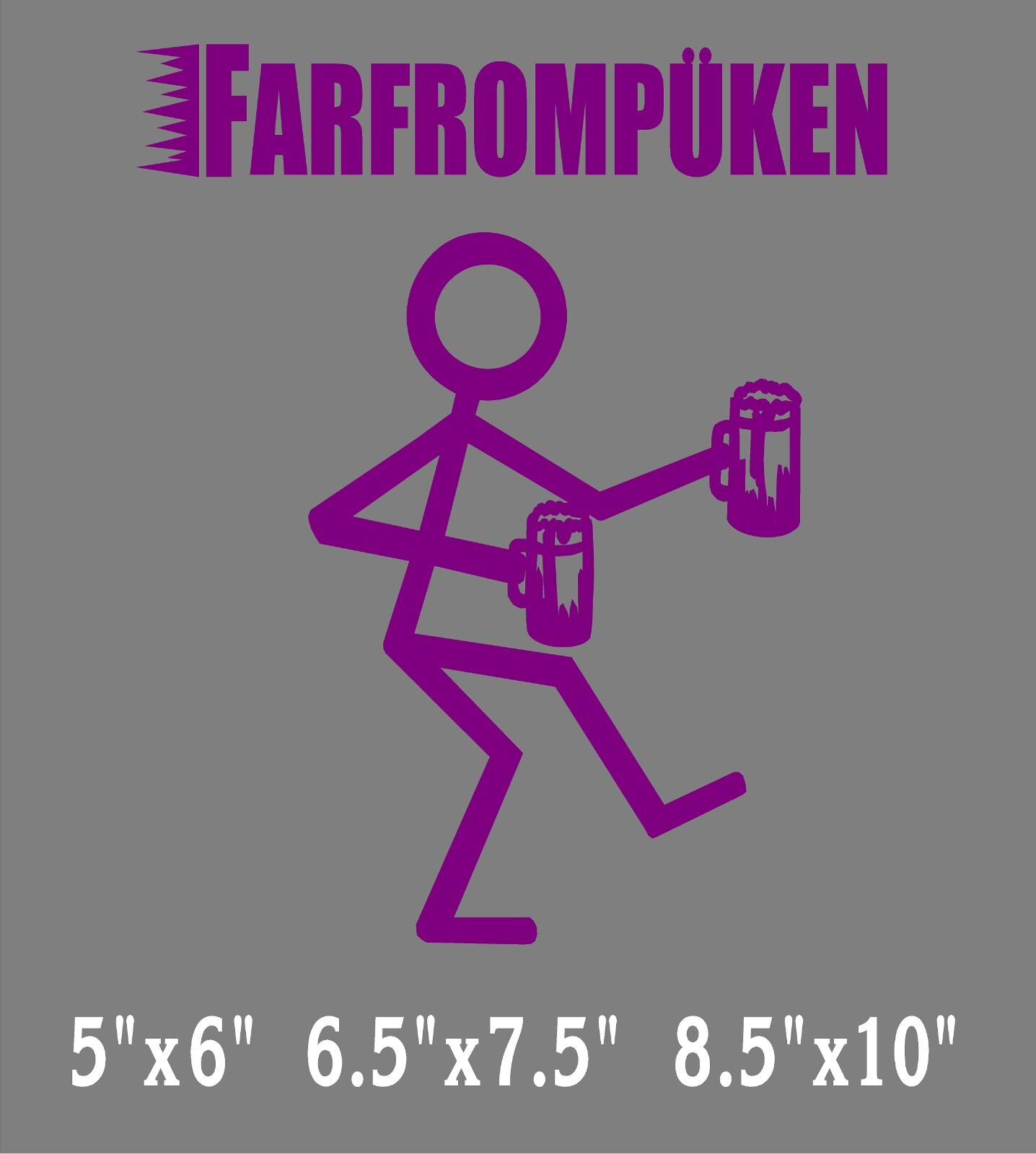 Farfrompuken Decal Stick Person with Beer Mugs funny window vinyl sticker