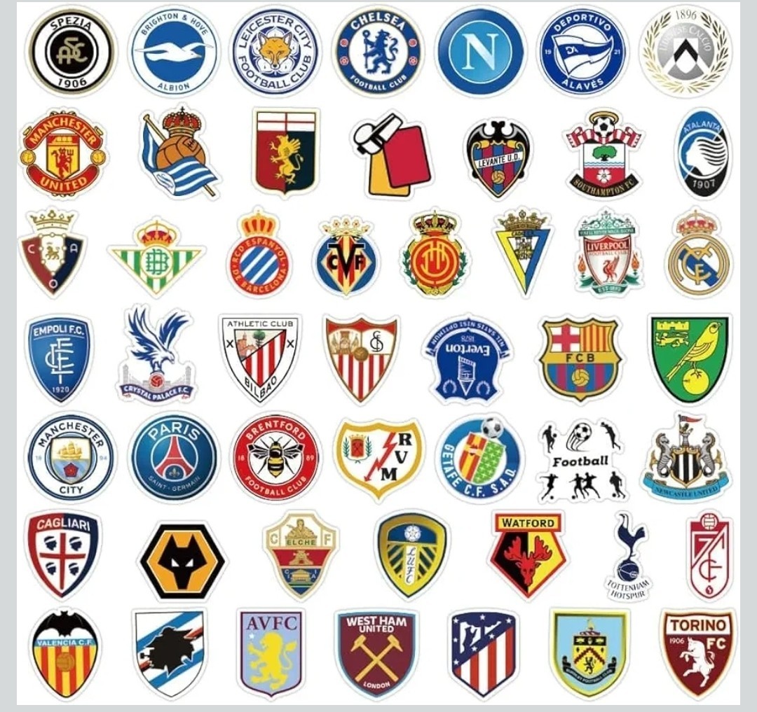 105pc SOCCER CLUB TEAM LOGO Stickers 2" Vinyl Waterproof Decals World Cup Games