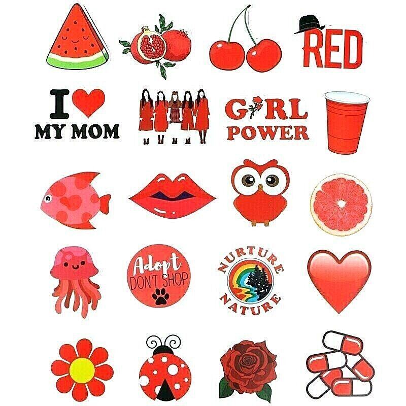 RED Vinyl Stickers~SEA LIFE Fruit FLOWERS Insects ROSE~4 Water Bottle VSCO Girls
