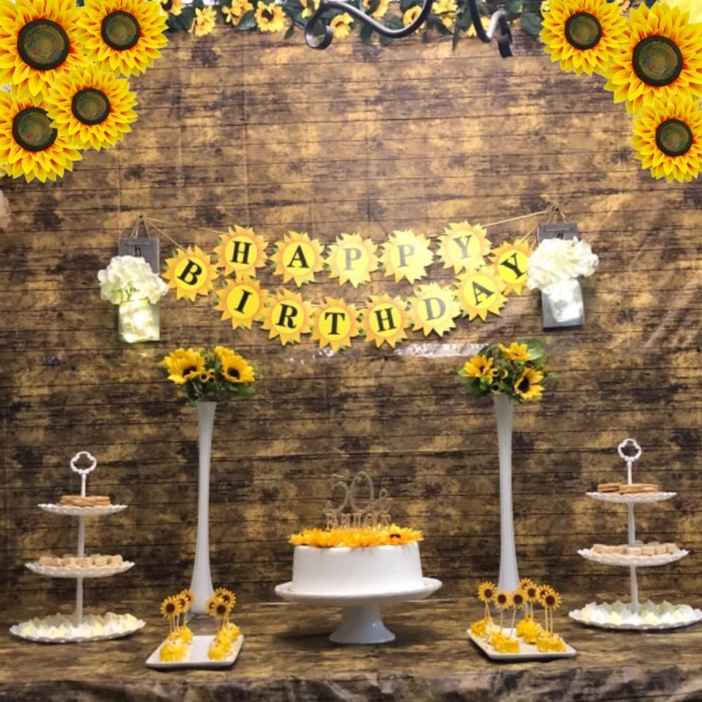 3D Sunflower Wall Decals – 6pcs in 8in/10in Lifelike Removable Art DIY Sunflo…