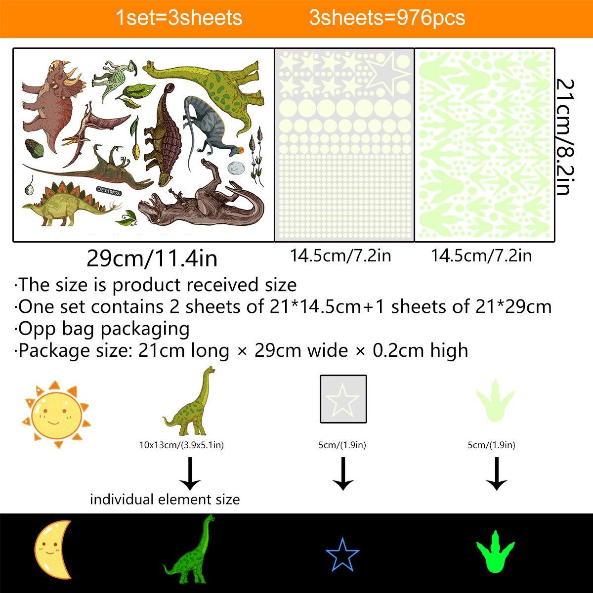 Glow-in-dark Dino Wall Decals – Removable, Luminous, Fun & Easy to Apply