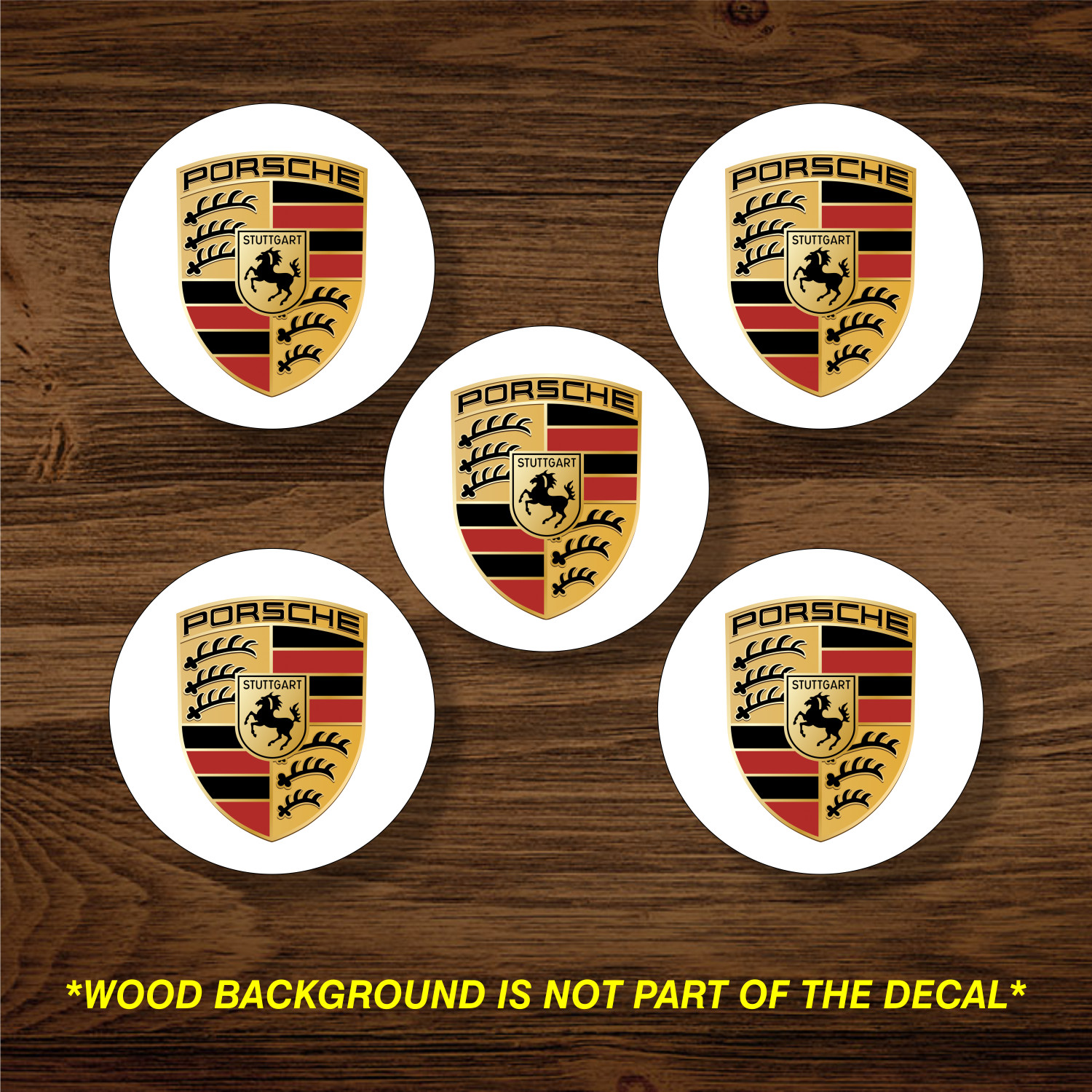 Vinyl Decal Sticker Overlays Fits Porsche Wheel Center Cap x5