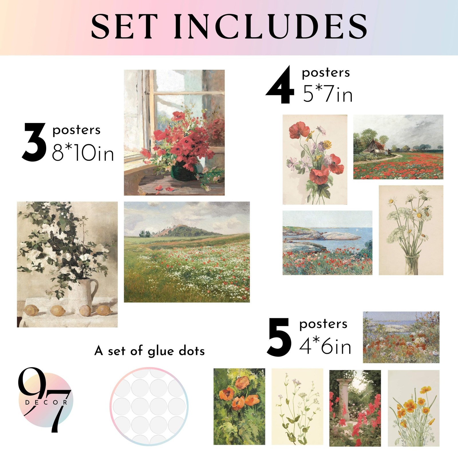 97 Decor Floral Wall Art – Vintage Floral Prints for Wall Decor, Flower Poste…