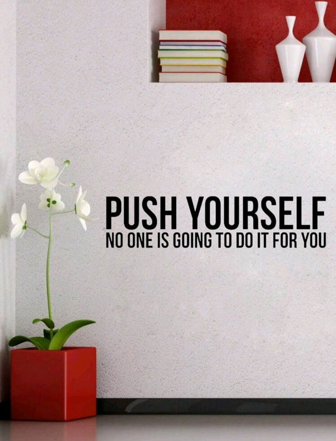 Motivational vinyl wall sticker with quotes, for home office gym or bedroom