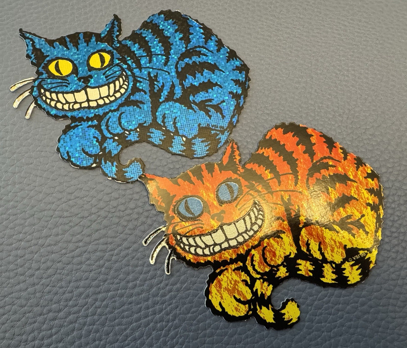 Lot 2 Cat Glossy Holographic Prism Vinyl Sticker Decal Feline Pet Unique Colors