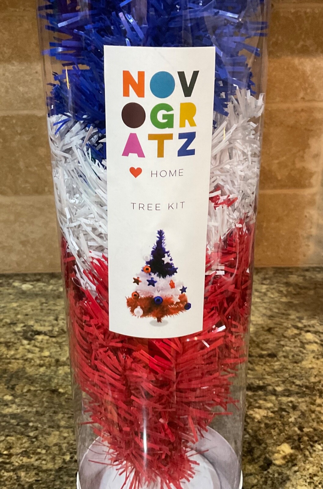 Novogratz Americana Red White Blue Tree with Ornaments- New in Box- Free Ship